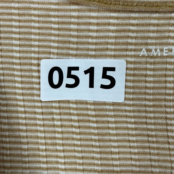 American Eagle Outfitters Stripped Button T Shirt Blouse Medium Yellow - Picture 10 of 10